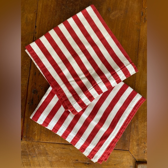 Ralph Lauren home euro pillow shams red white stripe set 2 cotton pillowcases - Picture 1 of 9
